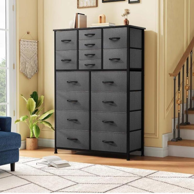 YITAHOME 16 Drawer Dresser, Tall Fabric Drawer, Large Chest of Drawers, Storage Organizer Closet Living Room Entryway with Sturdy Metal Frame and Wooden Top - Open Season Industries