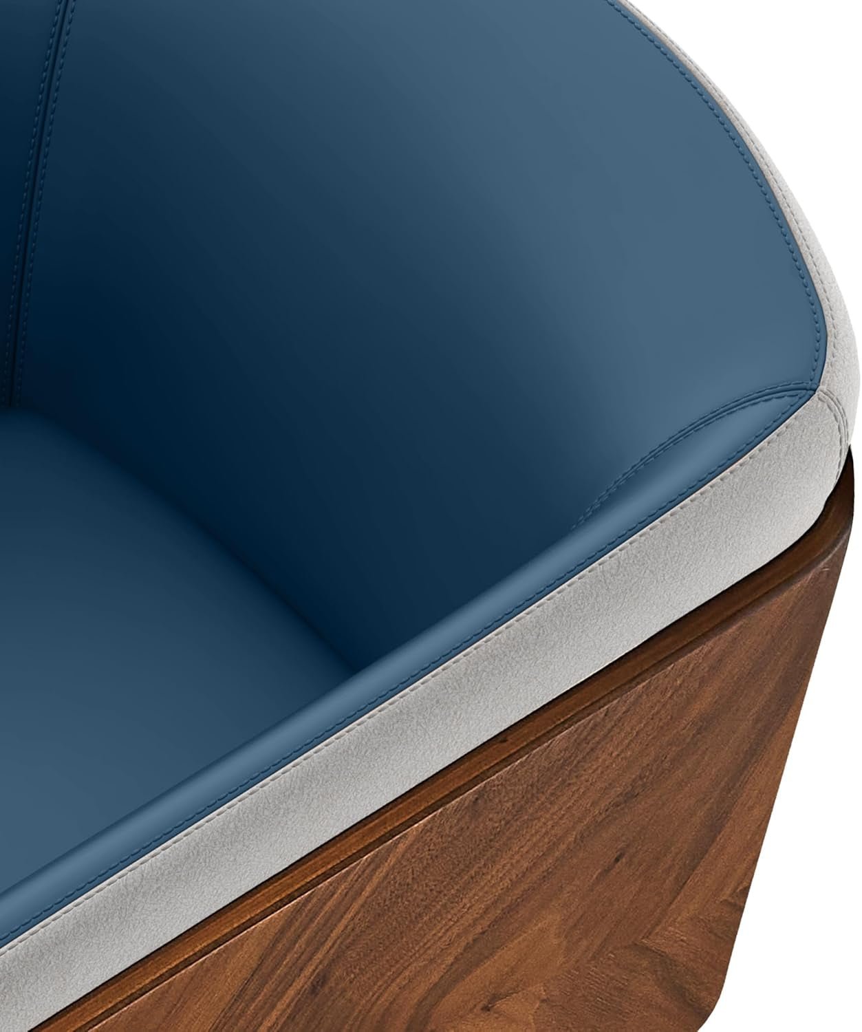 Dining Accent Chair,Modern Faux Leather with Walnut, Mid Century Eucalyptus Upholsted Retro Arm Chair, Metal Legs Dissassembly Adjustable Foot for Kitchen Dining Room,Navy Blue - Open Season Industries