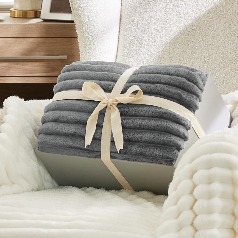 【Deal 'S for You】Bedsure Striped Sherpa Blanket Super Soft Cozy Plush Fleece Flannel Solid Modern Lightweight Comforter - Open Season Industries