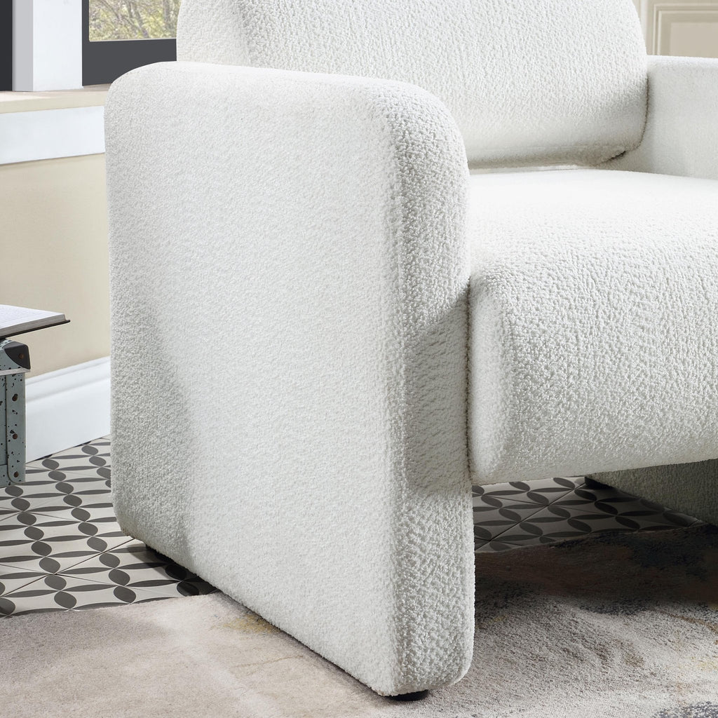 Prie Modern Boucle Fabric Indoor Armchairs & Accent Chairs, White - Open Season Industries