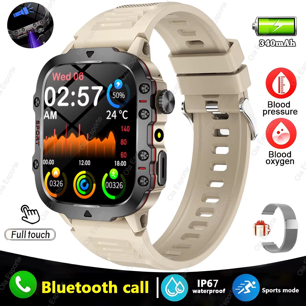 Original Men Smartwatch Flashlight Bluetooth Call Fitness Clock IP68 Waterproof Sports Men for Android IOS Smart Watch 2025 New - Open Season Industries