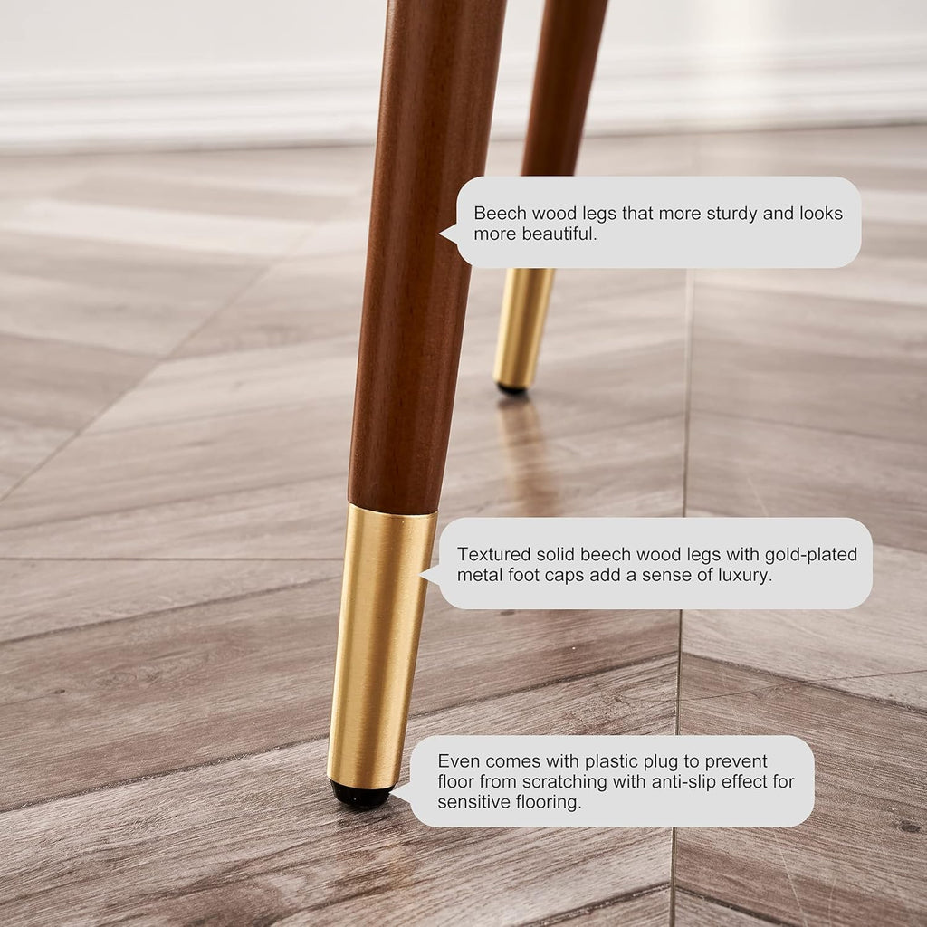 Dining Accent Chair,Modern Faux Leather with Walnut, Mid Century Eucalyptus Upholsted Retro Arm Chair, Metal Legs Dissassembly Adjustable Foot for Kitchen Dining Room,Navy Blue - Open Season Industries