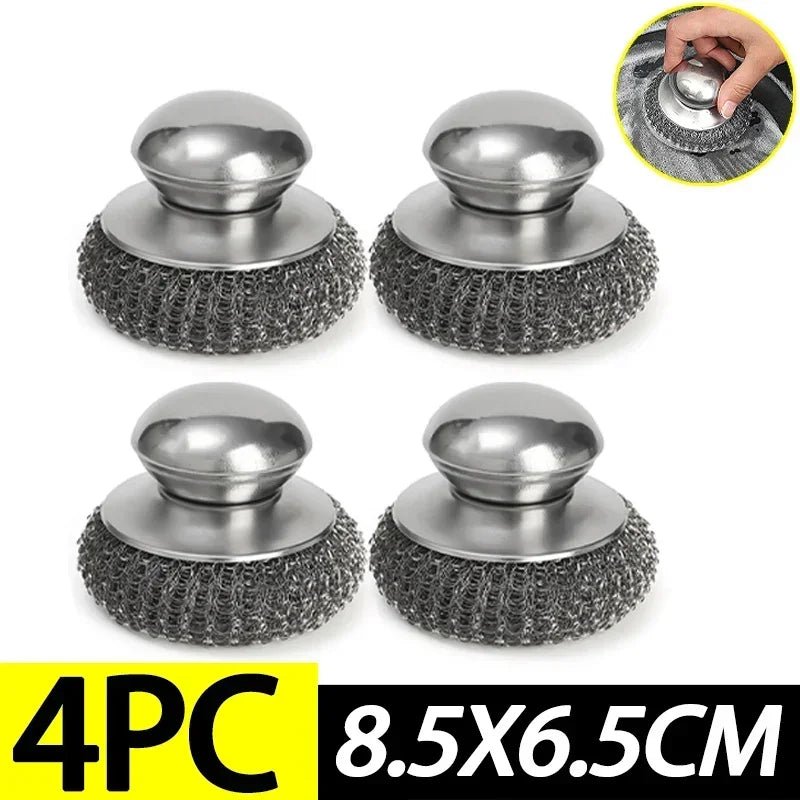 Stainless Steel Pot Brush Ergonomic Handle Heavy Duty Wire Ball Scrubber for Kitchen Dishes Pans Grills Sink Cleaning Tools - Open Season Industries