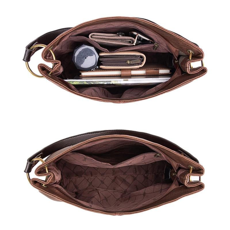 Wrangler Cow Print Hobo Bag Vegan Leather for Woman with Wide Guitar Strap - Open Season Industries