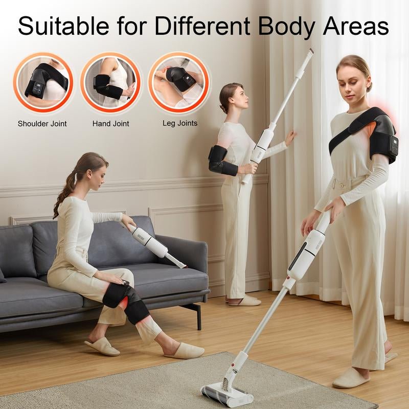 MASGRE Q7 Cordless Shoulder & Neck Massager with Heat & Vibration - 3 Heat Levels, Portable, Rechargeable, Ergonomic Design, Adjustable Velcro Straps, USB Charging, 5000Mah Battery, Great Gift for Wellness - Open Season Industries