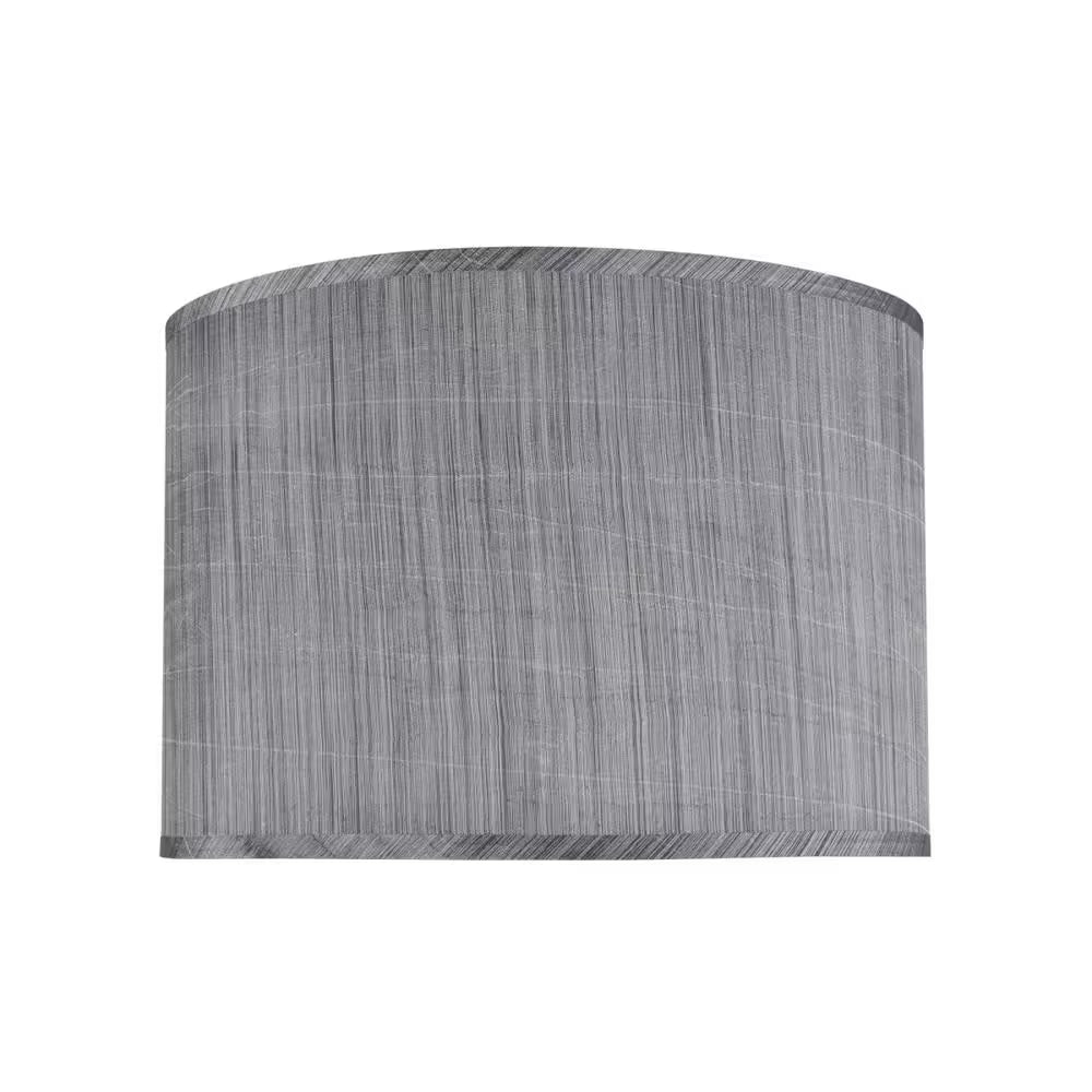 16 In. X 11 In. Grey and Black and Striped Pattern Hardback Drum/Cylinder Lamp Shade - Open Season Industries