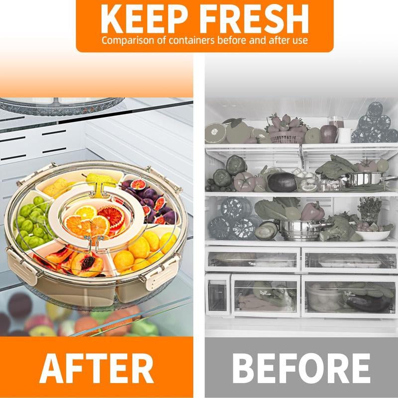 Snackle Box 8 Removable Divided – Stackable, Handle & Lid for Fruit/Veggies Container Kitchen - Open Season Industries