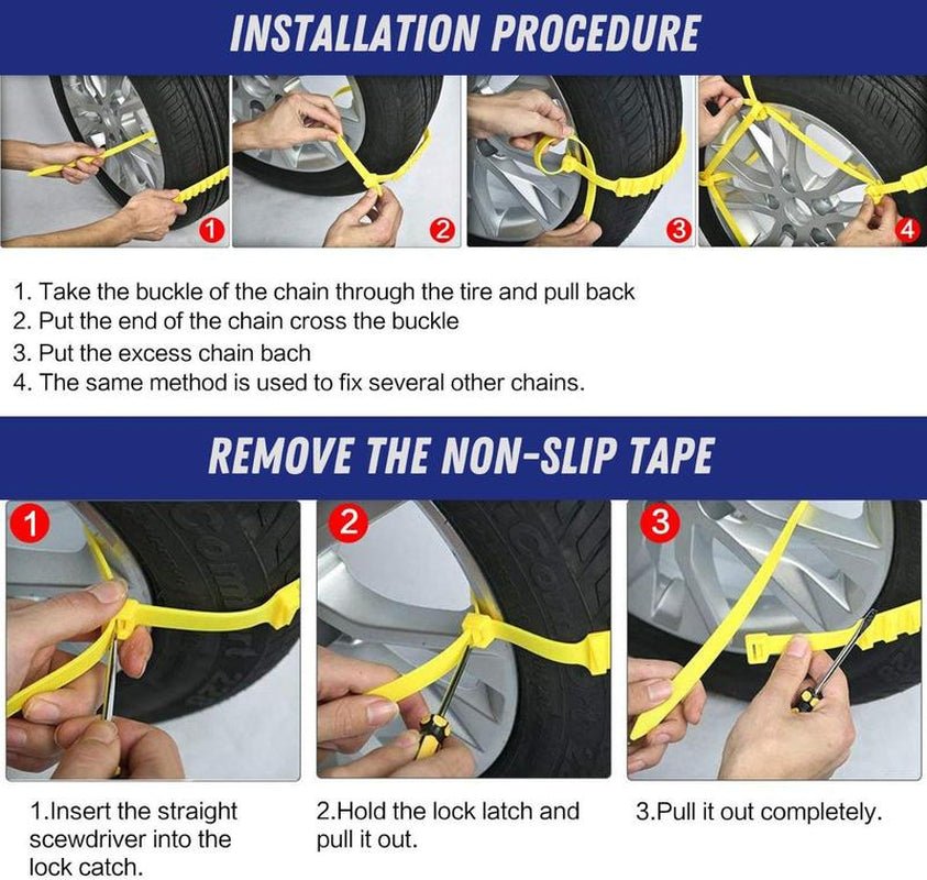 (Orange or Yellow) Jeremywell 10 PCS Emergency Anti - Skid Snow Chain - Open Season Industries
