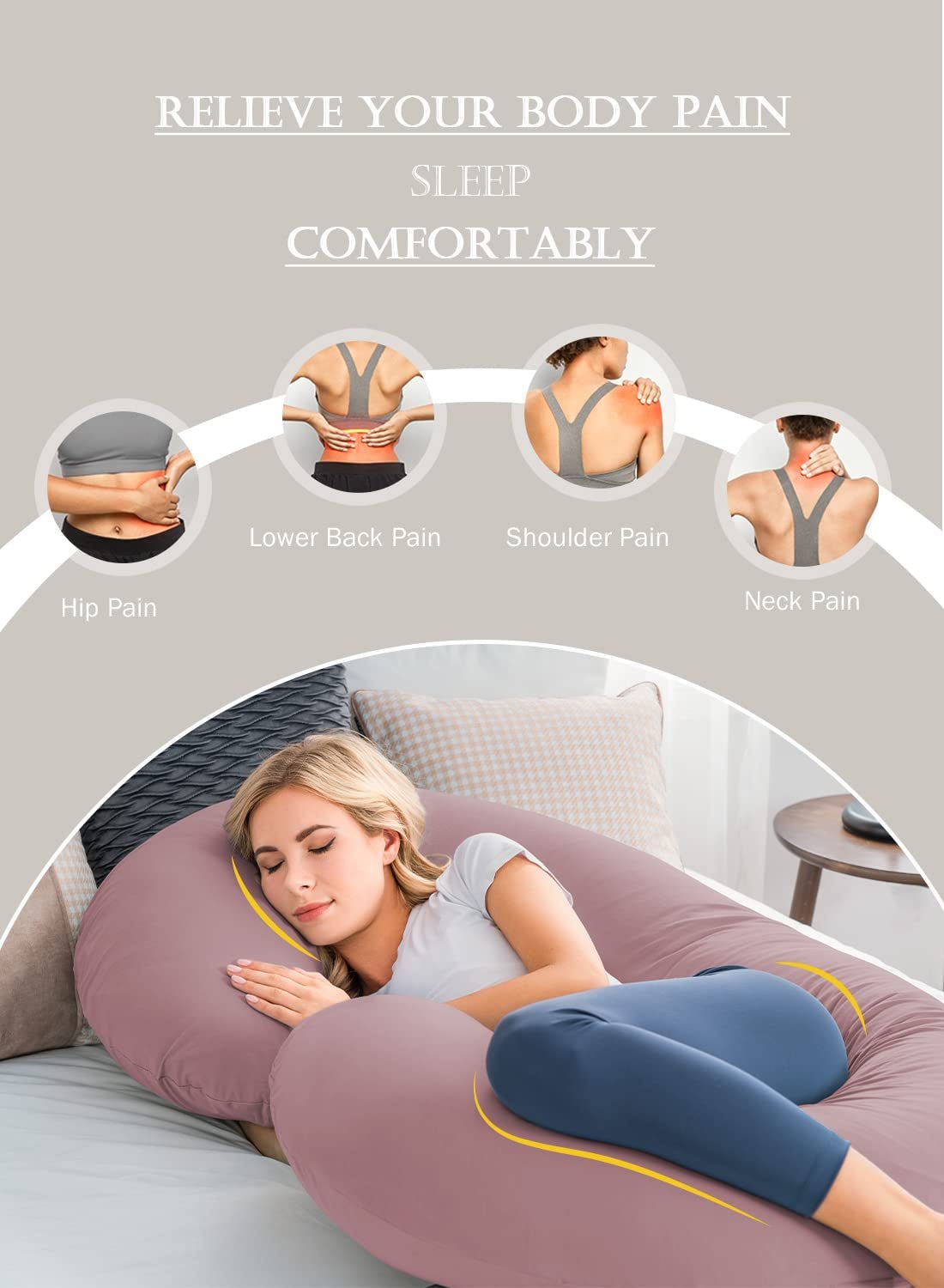 Cooling Pregnancy Pillow, Maternity Pillow with Soft Cotton Cover, C Shaped for Pregnant Sleeping (Cooling Cotton - Pink) - Open Season Industries