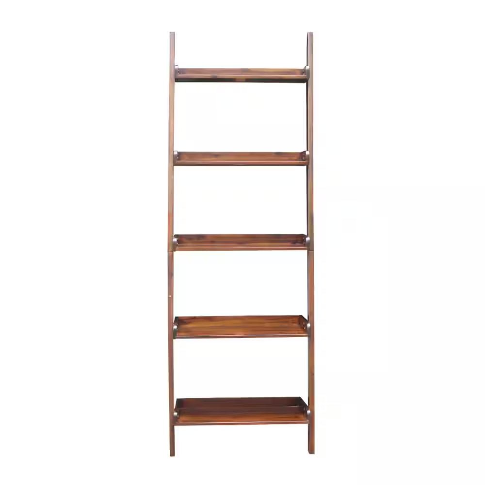 75.5 In. Espresso Wood 5 - Shelf Ladder Bookcase - Open Season Industries