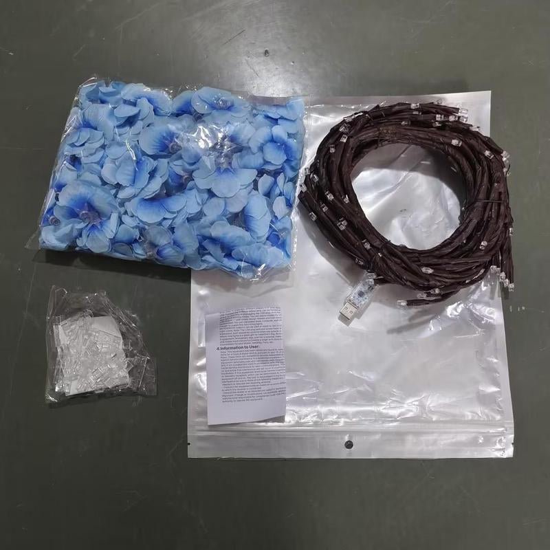 Blue Flower Vine Shaped LED Light, 1 Count 96 Leds DIY LED Light, USB Powered Decorative Light for Home Garden Living Room, Perfect Gift for Holiday, Party, Festival - Open Season Industries