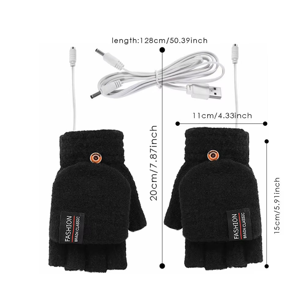 Touchscreen Heating Gloves Rechargeable Winter Warm USB Electric Heated Gloves Fingerless Hand Warmer Thermal for Skiing Gloves - Open Season Industries