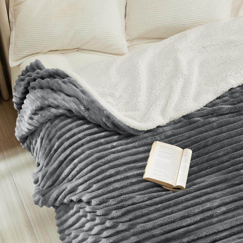 【Deal 'S for You】Bedsure Striped Sherpa Blanket Super Soft Cozy Plush Fleece Flannel Solid Modern Lightweight Comforter - Open Season Industries