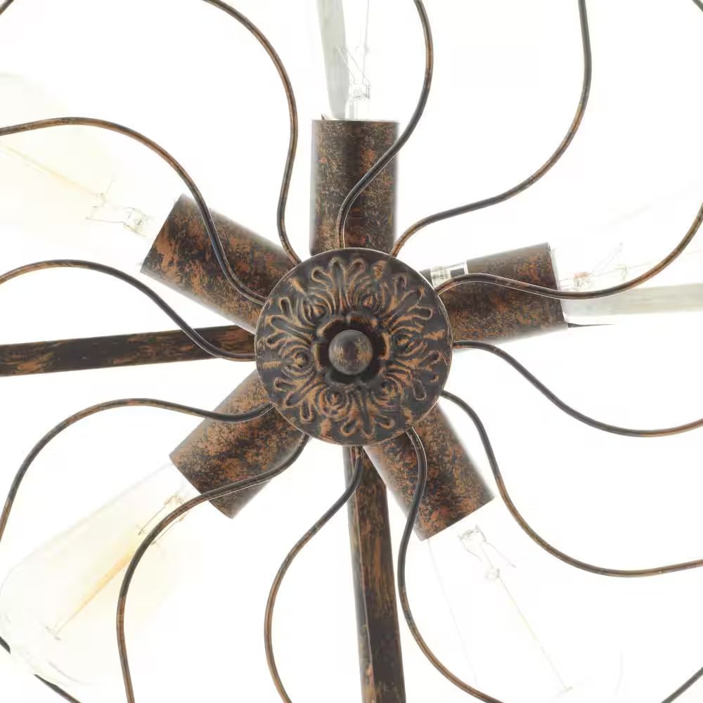 24 In. Bronze Metal Vintage Fan Shape 5 Light Task and Reading Table Lamp - Open Season Industries