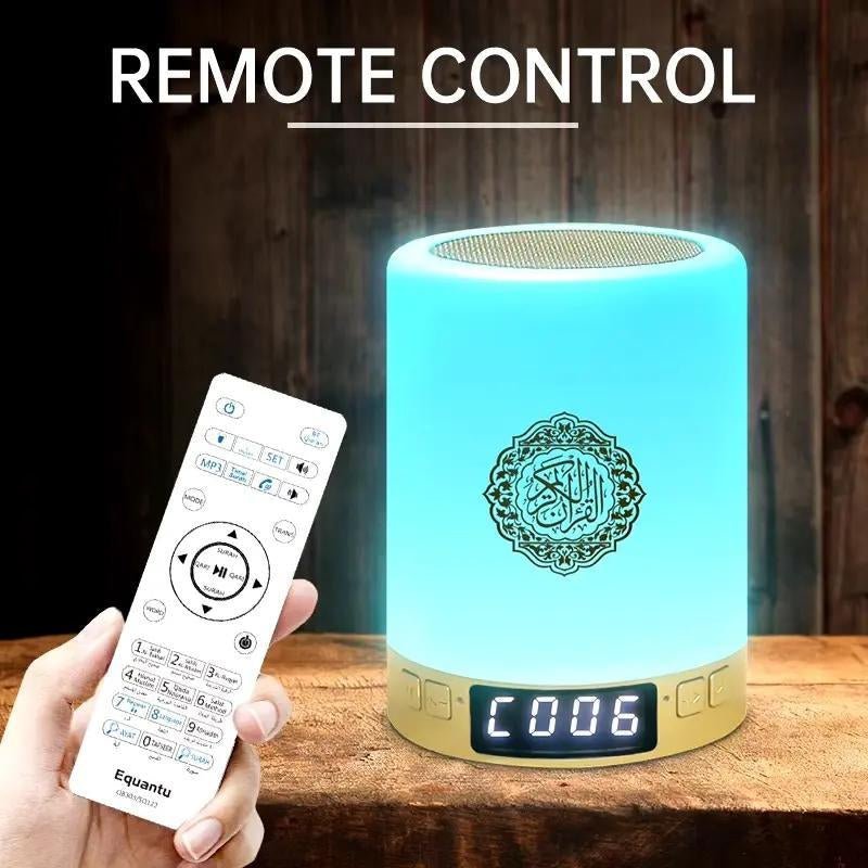 Portable Quran Speaker with ,Azan Bluetooth & Touch LED Light - Remote/App Controlled Islamic Night Lamp for Home Decor Home/Office Touchcontrol Fathersdaygift - Open Season Industries
