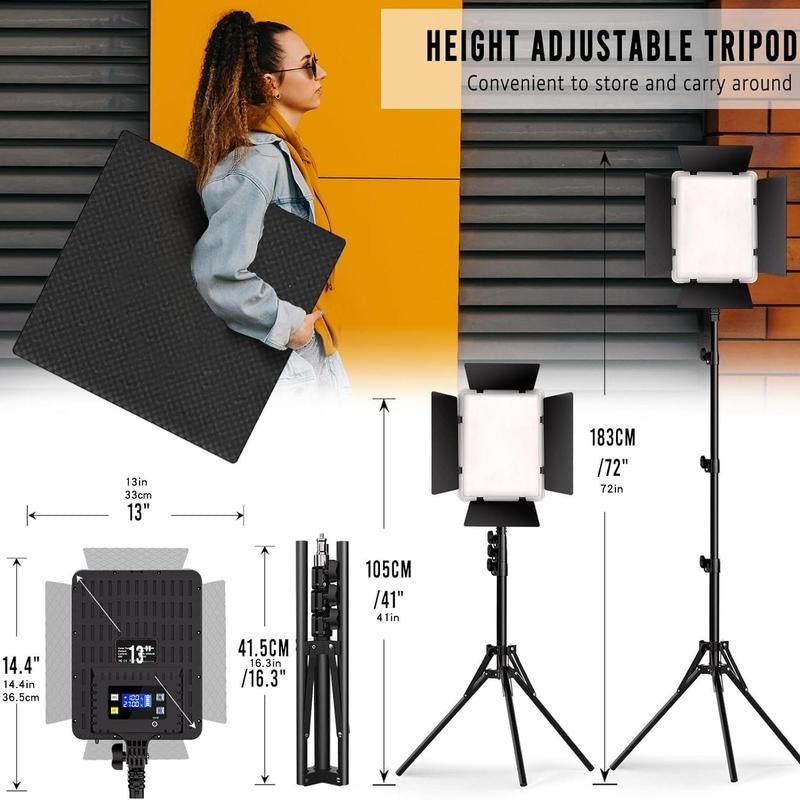 Photography Lighting Kit, 36W Dual Color Studio Light with Remote Control & Tripod, Adjustable Studio Lighting Kit, Adjustable LED Video Light Kit for Video Recording/Photography - Open Season Industries