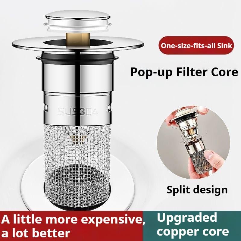 Bath Universal 3 - In - 1 Bathroom Sink Stopper,Anti - Odor Stopper, Pop - Up with Anti - Clog Removable Stainless Steel Filter Basket Stopper Sink,Plug Bathroom Sink Stopper Replacement Cover,Catcher Pop - Up Sink Tub Strainer, Pop - Up Sink Stopper with Hair Catcher - Open Season Industries