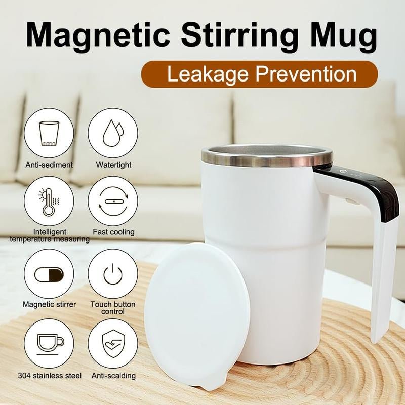 Self Stirring Mug, Rechargeable Auto Magnetic Coffee Mug with Digital Display, Waterproof Automatic Mixing Cup for Milk/Cocoa at Office/Kitchen/Travel 13Oz, Best Gift - Open Season Industries