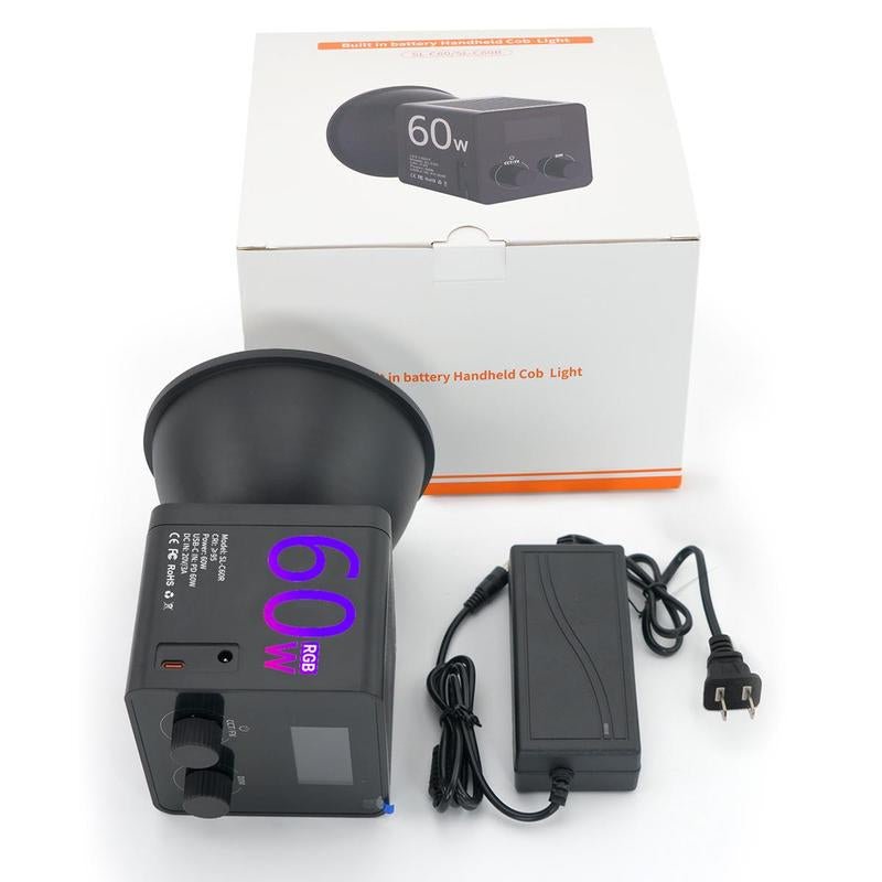 RGB COB LED Video Light, 60W RGB COB Continuous Output Lighting Handheld Spot - Light, Studio Video Lighting - Open Season Industries