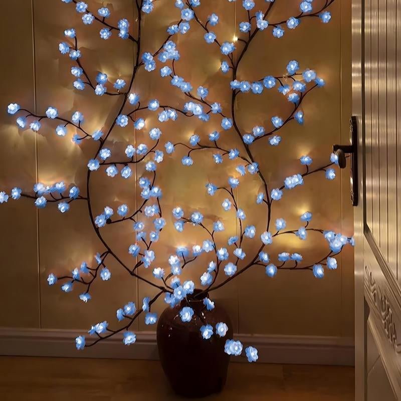 Blue Flower Vine Shaped LED Light, 1 Count 96 Leds DIY LED Light, USB Powered Decorative Light for Home Garden Living Room, Perfect Gift for Holiday, Party, Festival - Open Season Industries