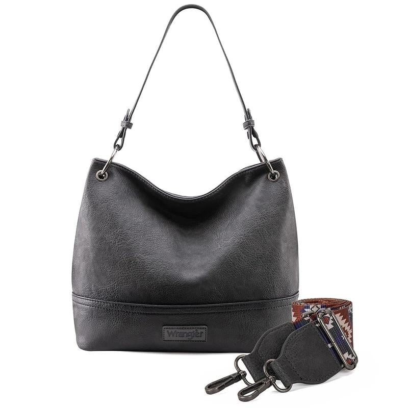 Wrangler Cow Print Hobo Bag Vegan Leather for Woman with Wide Guitar Strap - Open Season Industries