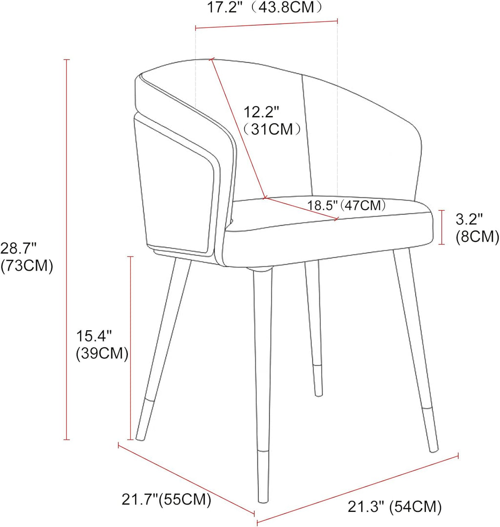 Dining Accent Chair,Modern Faux Leather with Walnut, Mid Century Eucalyptus Upholsted Retro Arm Chair, Metal Legs Dissassembly Adjustable Foot for Kitchen Dining Room,Navy Blue - Open Season Industries
