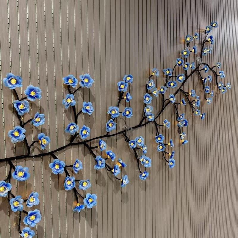 Blue Flower Vine Shaped LED Light, 1 Count 96 Leds DIY LED Light, USB Powered Decorative Light for Home Garden Living Room, Perfect Gift for Holiday, Party, Festival - Open Season Industries