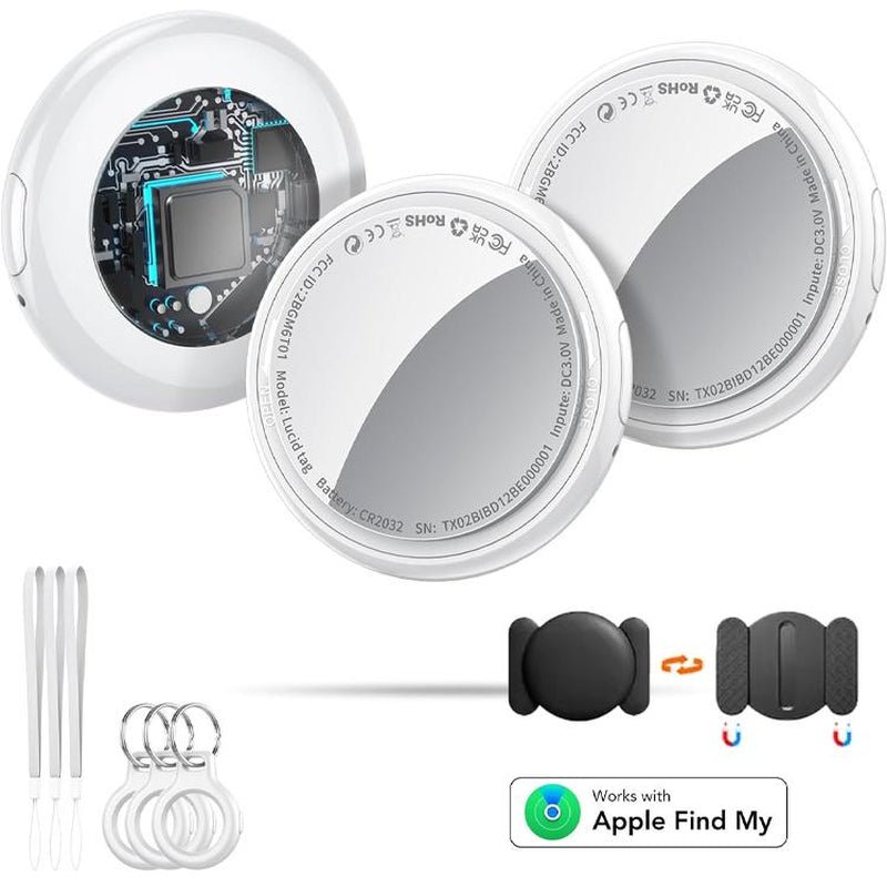 [Summer Deals] Tukio GPS Tracker for Cars & Pets - Mini Clear Design, Weatherproof Case, Anti - Lost Device, Works with Apple Find My Ios Only, IP67 Waterproof, Replaceable Battery Protection - Open Season Industries