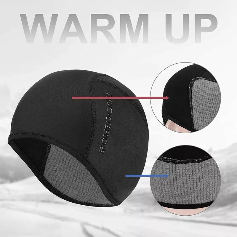 RROCKBROS Skull Cap Men'S Winter Cycling Cap Windproof Warm Fleece Thermal Hat Helmet Liner Caps Black for Hiking Skiing Riding - Open Season Industries