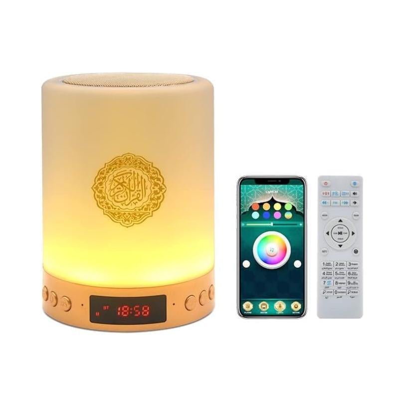 Portable Quran Speaker with ,Azan Bluetooth & Touch LED Light - Remote/App Controlled Islamic Night Lamp for Home Decor Home/Office Touchcontrol Fathersdaygift - Open Season Industries