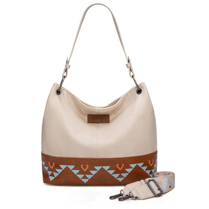 Wrangler Cow Print Hobo Bag Vegan Leather for Woman with Wide Guitar Strap - Open Season Industries
