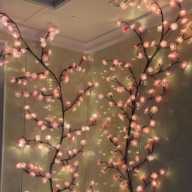 Christmas Cherry Blossom Tree Branch Light String, USB Powered DIY Holiday Tree Vine Light, LED Lamp Suitable for Room Wall Decoration, LED Lights - Open Season Industries