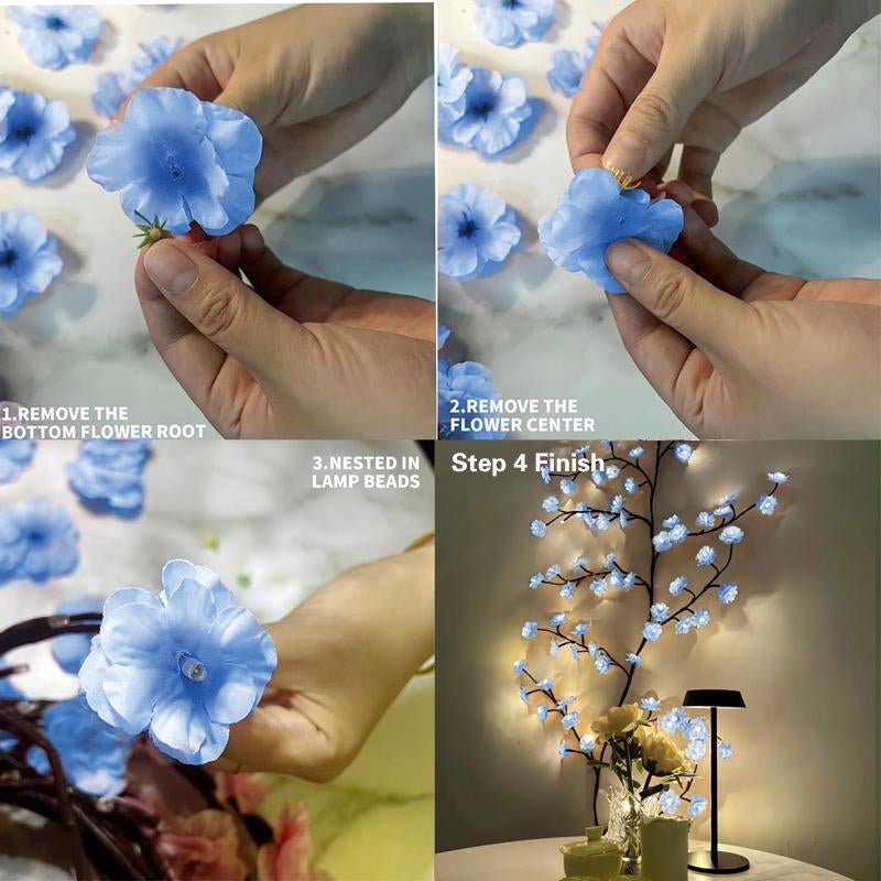 Blue Flower Vine Shaped LED Light, 1 Count 96 Leds DIY LED Light, USB Powered Decorative Light for Home Garden Living Room, Perfect Gift for Holiday, Party, Festival - Open Season Industries