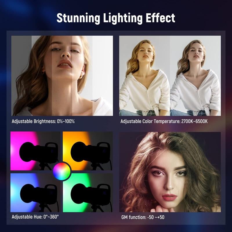 RGB COB LED Video Light, 60W RGB COB Continuous Output Lighting Handheld Spot - Light, Studio Video Lighting - Open Season Industries