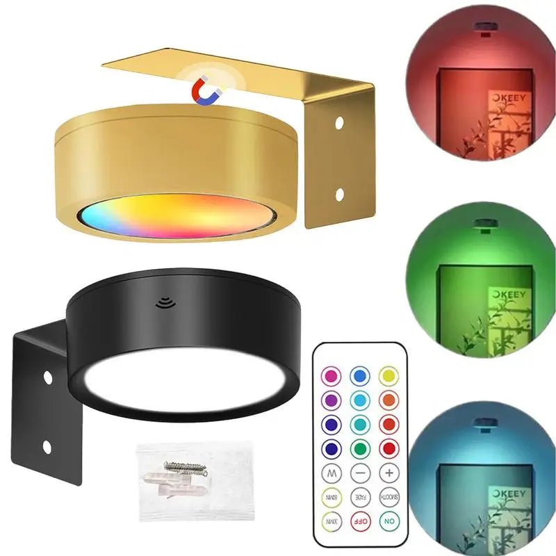2Pcs LED Wall Sconces Lights 13 - Color RGB Dimmable Painting Art Display Lights Magnetic Spotlight Battery Operated Picture Lamp - Open Season Industries