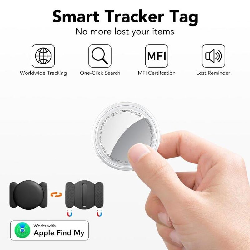 [Summer Deals] Tukio GPS Tracker for Cars & Pets - Mini Clear Design, Weatherproof Case, Anti - Lost Device, Works with Apple Find My Ios Only, IP67 Waterproof, Replaceable Battery Protection - Open Season Industries