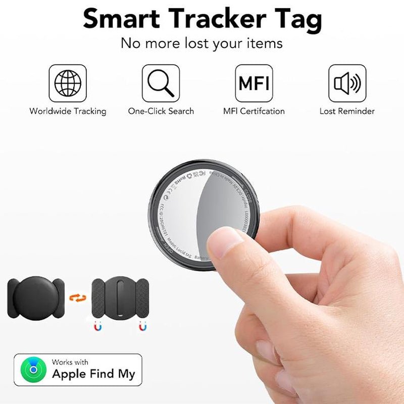[Summer Deals] Tukio GPS Tracker for Cars & Pets - Mini Clear Design, Weatherproof Case, Anti - Lost Device, Works with Apple Find My Ios Only, IP67 Waterproof, Replaceable Battery Protection - Open Season Industries