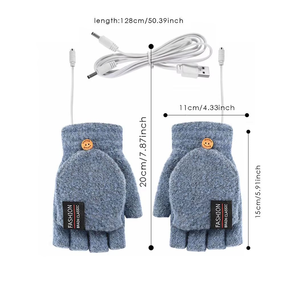 Touchscreen Heating Gloves Rechargeable Winter Warm USB Electric Heated Gloves Fingerless Hand Warmer Thermal for Skiing Gloves - Open Season Industries