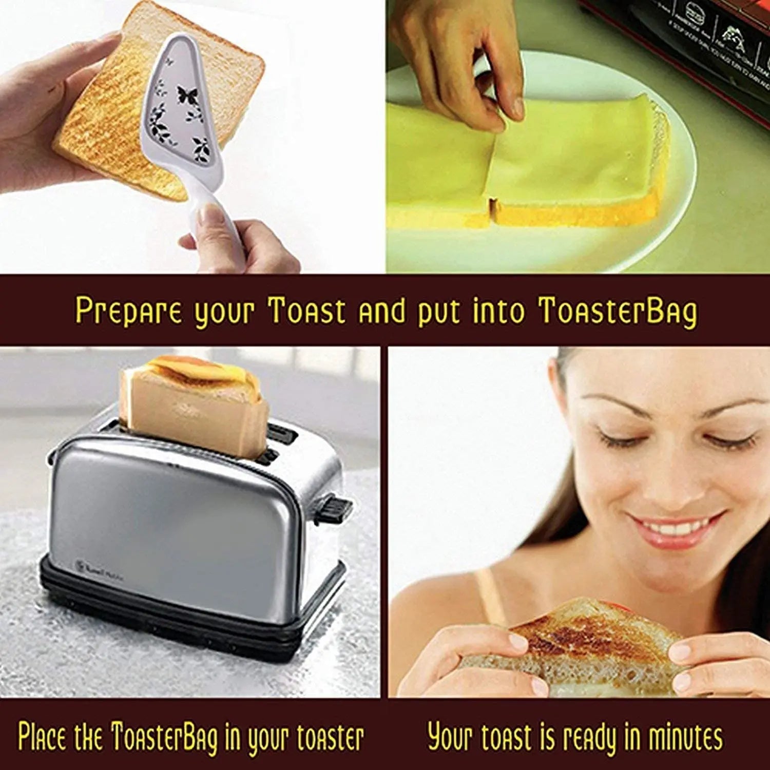3 PC Reusable Toaster Bag Non Stick Bread Bag Sandwich Bags Fiberglass Toast Microwave Heating Pastry Tools - Open Season Industries