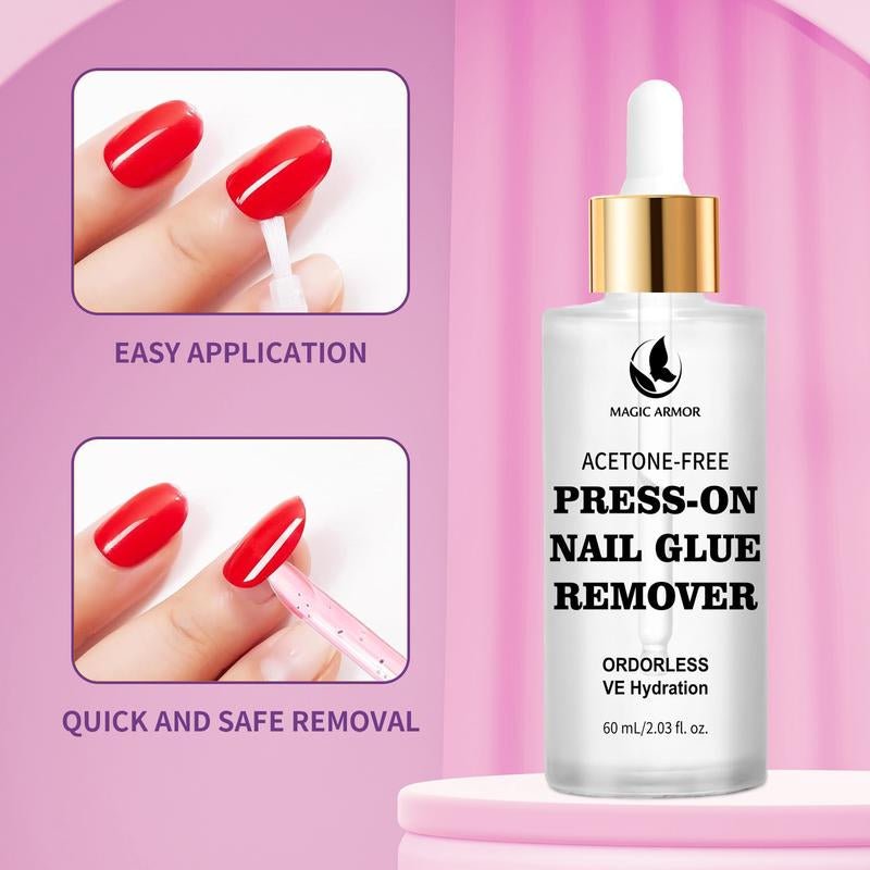 Press on Nail Glue Remover with Crystal Stick,Acetone - Free Gel Nail Remover – 60Ml(2.03Fl.Oz) Odorless Formula for Press on Nails, Fake Nails, Suitable for Salons and Beginners - Open Season Industries