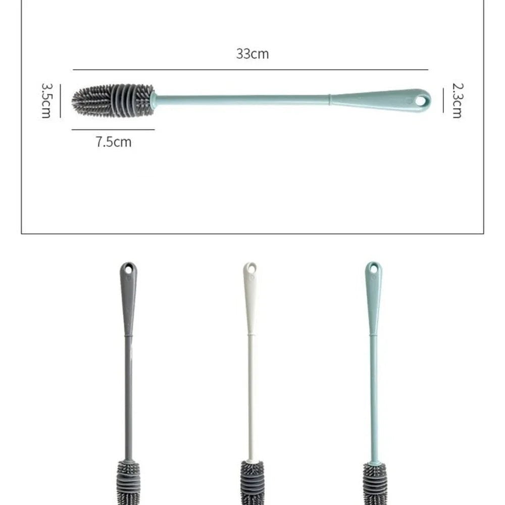 Silicone Milk Bottle Brush Long Handle Cup Brush Handheld Soft Head Food Grade Watering Kitchen Household Cleaning Brushes - Open Season Industries