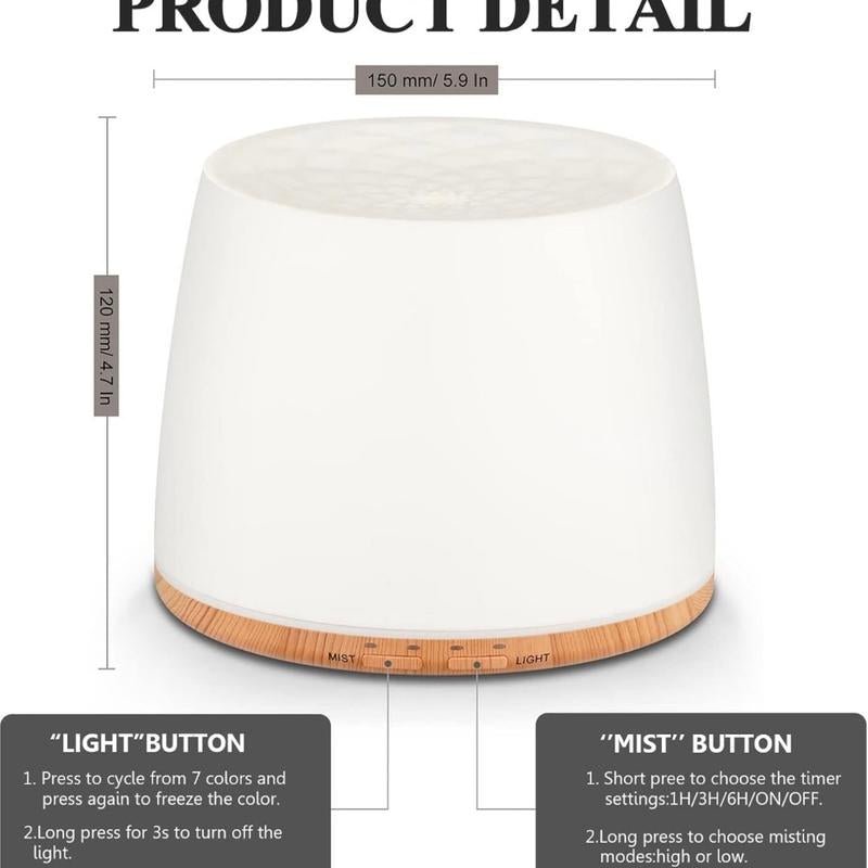 Dark Wood Essential Oil Diffuser, 500Ml Bluetooth Speaker Aroma Diffuser, Ultrasonic Cool Mist Humidifier with Music Player Function - Open Season Industries