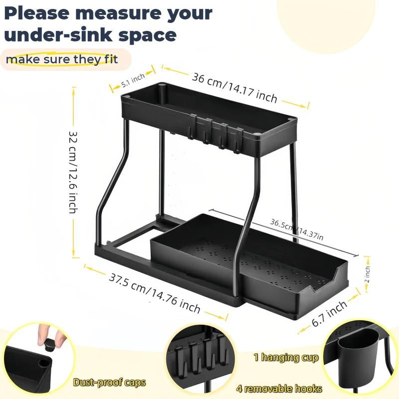 Under Sink Organizer 2 Pack, Bathroom Cabinet Organizer, 2 Tier Sliding Cabinet Basket Organizer Drawer, Multi - Purpose Bath Collection Baskets for Bathroom - Open Season Industries