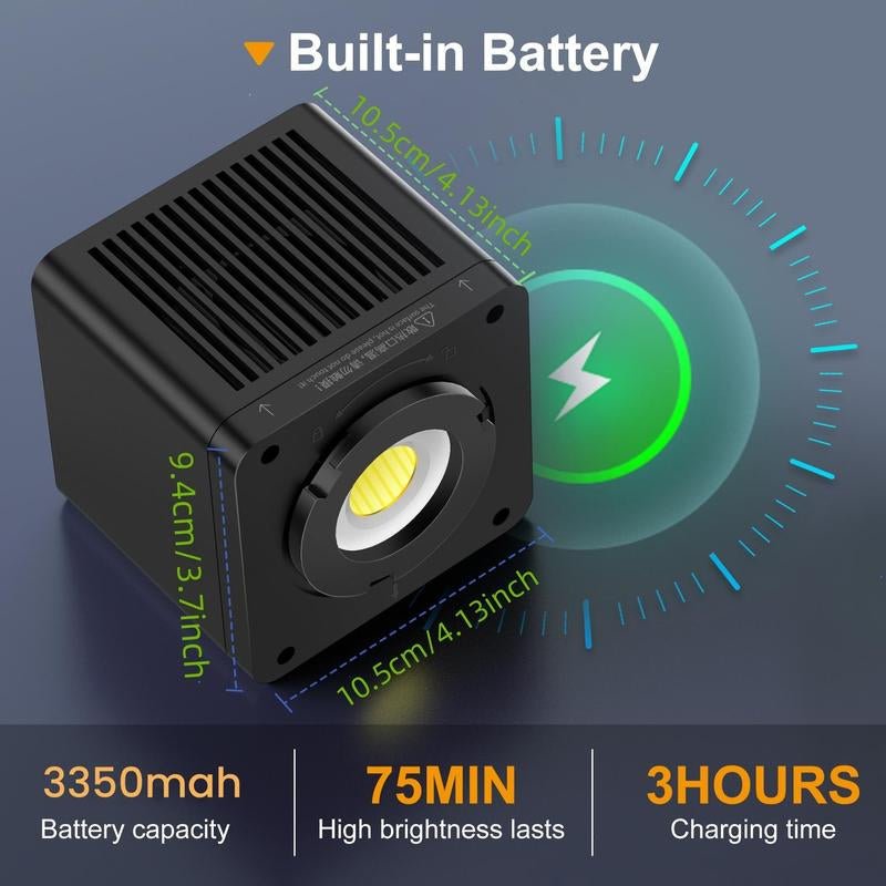 RGB COB LED Video Light, 60W RGB COB Continuous Output Lighting Handheld Spot - Light, Studio Video Lighting - Open Season Industries