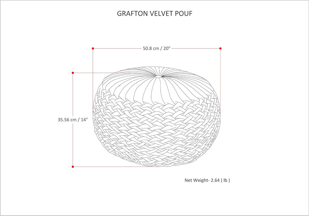 Grafton Transitional round Pouf in Teal Velvet Fabric for the Living Room, Bedroom and Kids Room - Open Season Industries