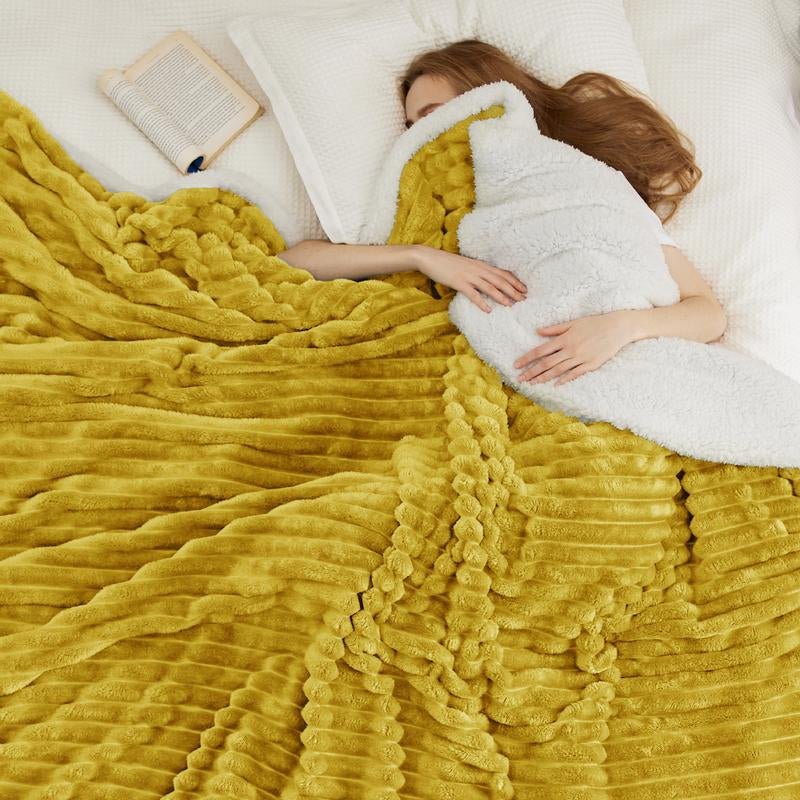 【Deal 'S for You】Bedsure Striped Sherpa Blanket Super Soft Cozy Plush Fleece Flannel Solid Modern Lightweight Comforter - Open Season Industries
