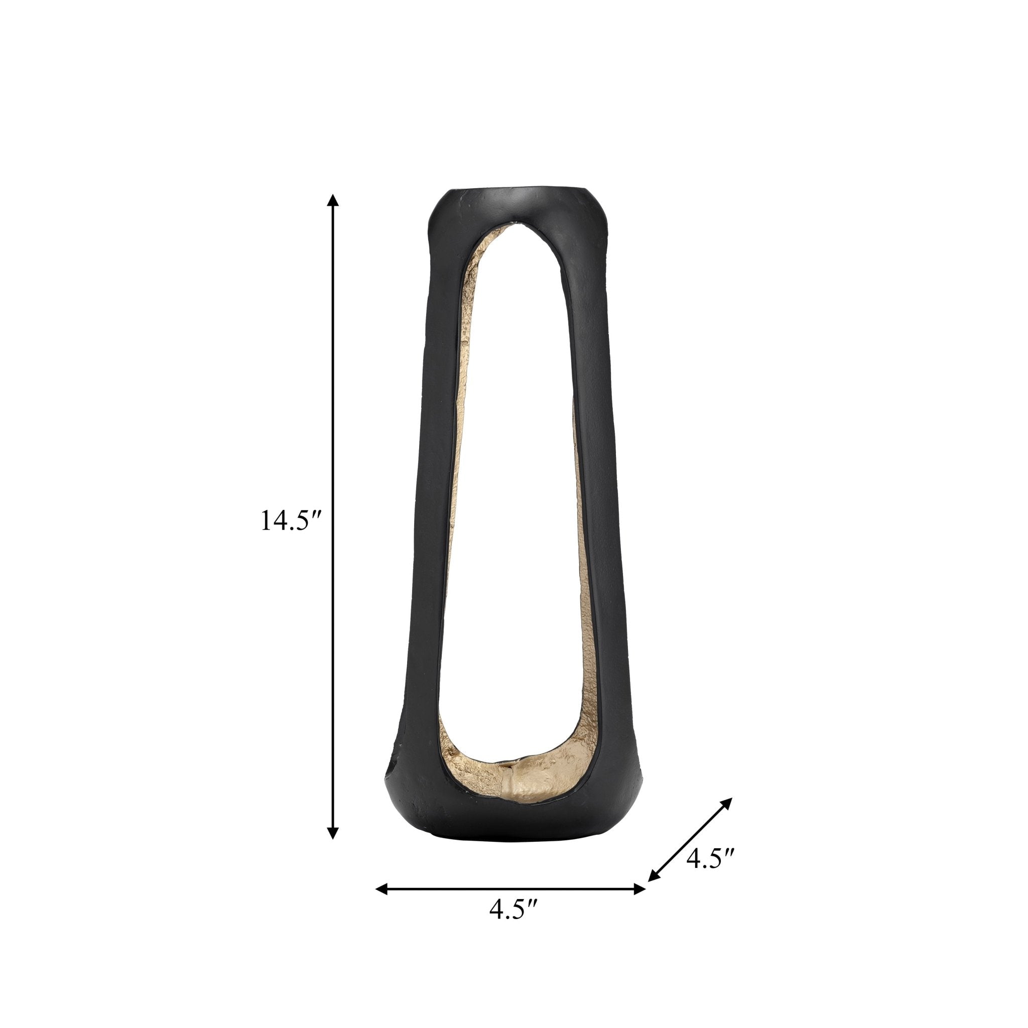 Metal 15"H Open Vase, Matte Black - Open Season Industries