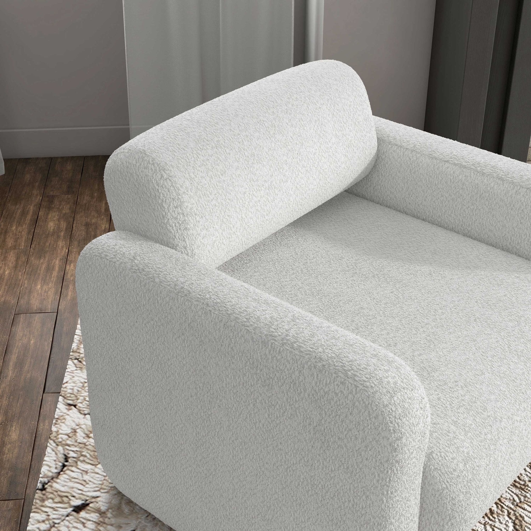 Prie Modern Boucle Fabric Indoor Armchairs & Accent Chairs, White - Open Season Industries