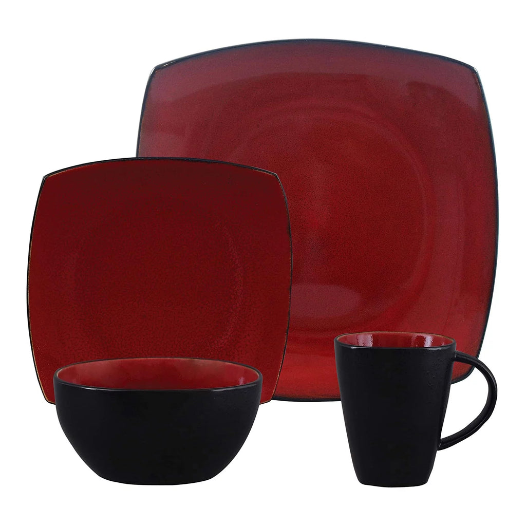 Soho Lounge Square 16 - Piece Dinnerware Set - Red - Open Season Industries