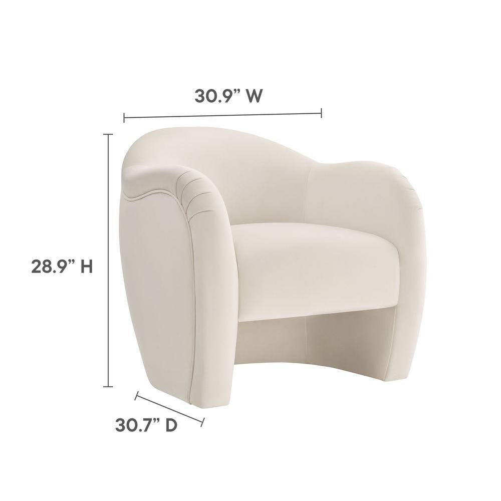 Compose Barrel Chair with Performance Velvet Fabric in Alabaster - Open Season Industries